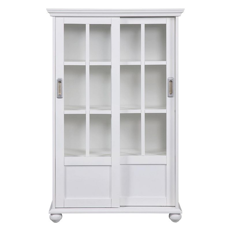 Ameriwood Home Aaron Lane Bookcase with Sliding Glass Doors  White