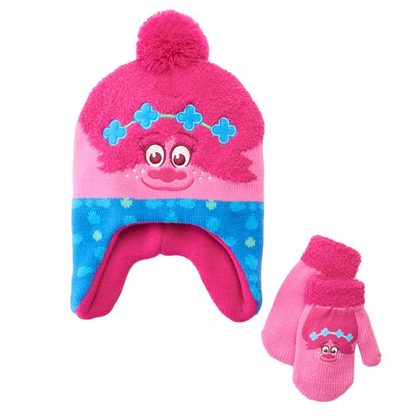 Toddler Girl Dreamworks Trolls Poppy Embroidered Knit Hat Mittens Set - super beanie roblox code