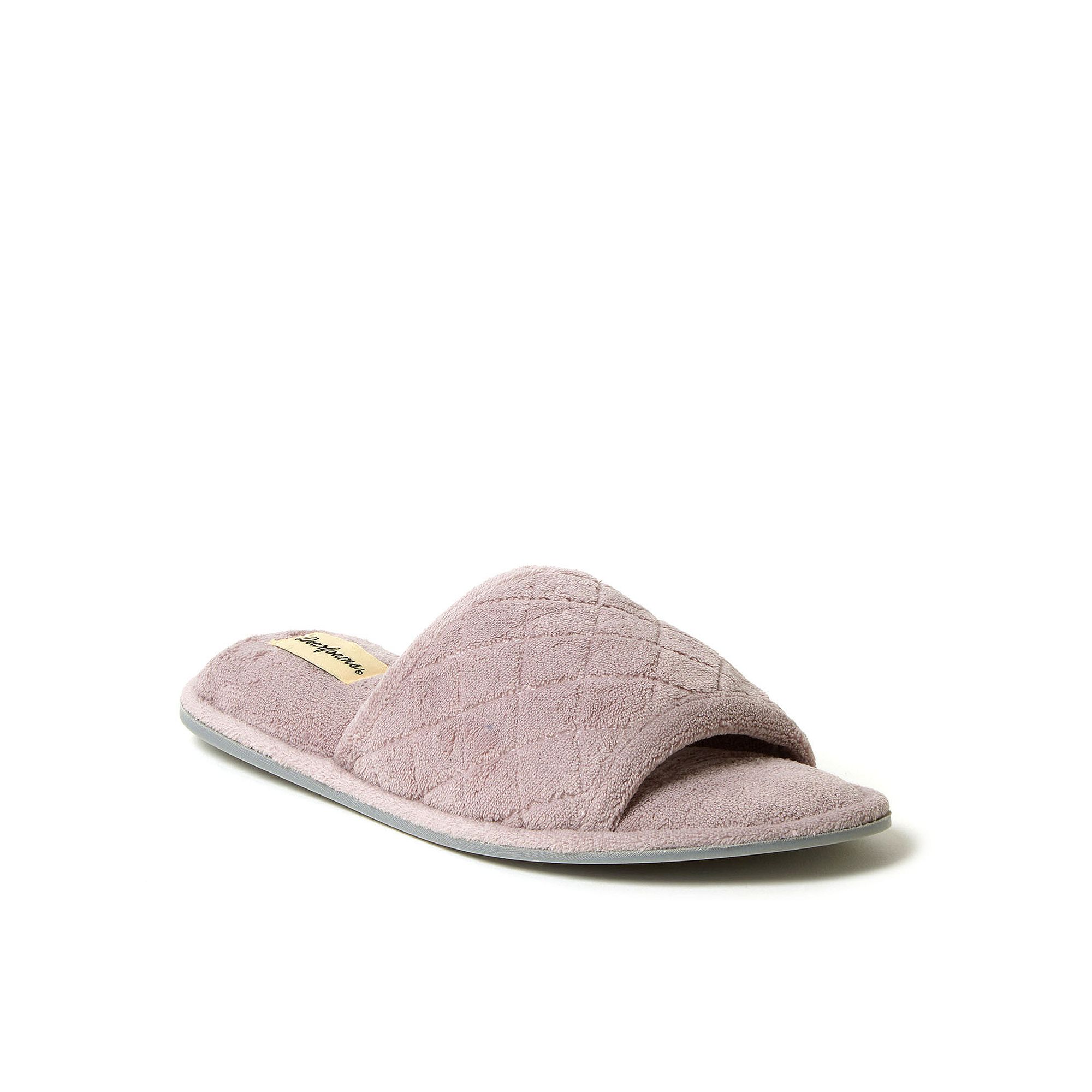 Dearfoams Microfiber Terry Quilted Womens Slide Slippers, Size: Small, Fro