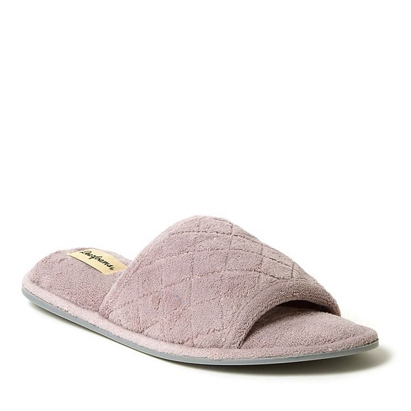 Dearfoams Womens Beatrice Quilted Microfiber Terry Slide Slipper