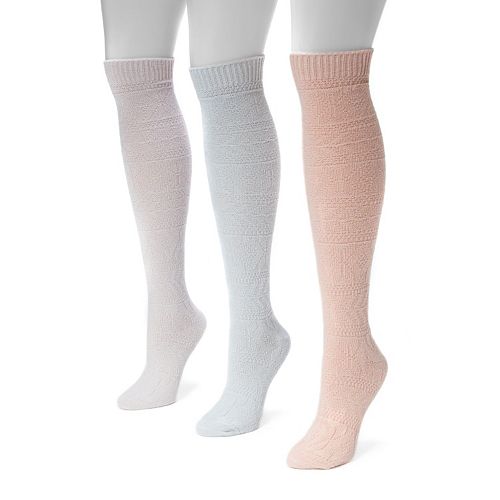 MUK LUKS 3-pk. Women's Diamond Over-the-Knee Boot Socks