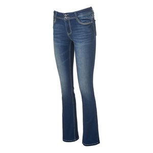 Juniors' Vanilla Star Frayed Bootcut Jeans
