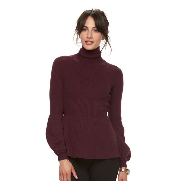 Women's ELLE™ Turtleneck Peplum Sweater