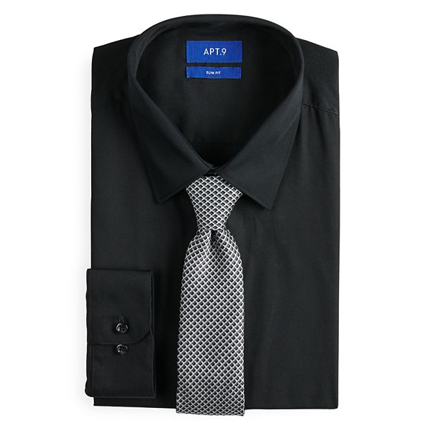 Men's Apt. 9 Slim-Fit Spread-Collar Dress Shirt & Tie Set