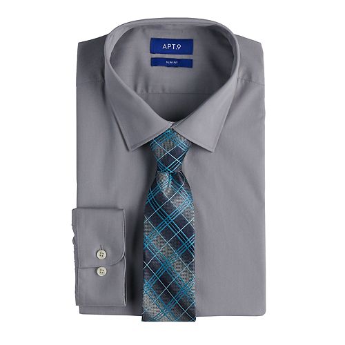 slim fit dress shirt and tie set