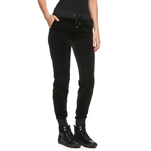 Women's Juicy Couture Solid Velour Midrise Jogger Pants