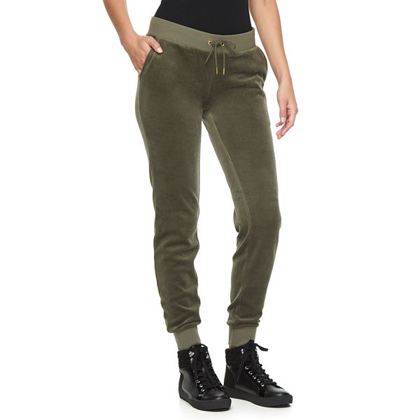 Women's Juicy Couture Solid Velour Midrise Jogger Pants