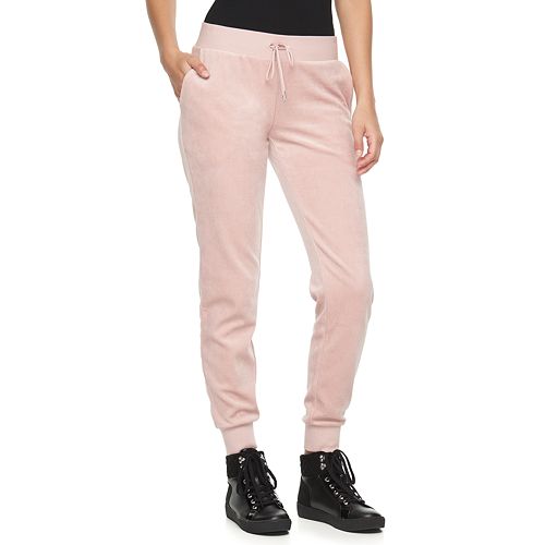 Women's Juicy Couture Solid Velour Midrise Jogger Pants