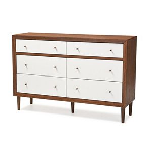 Baxton Studio Harlow Mid-Century Modern Scandinavian 6-drawer Dresser