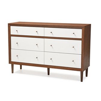 Baxton Studio Harlow Mid-Century Modern Scandinavian 6-drawer Dresser