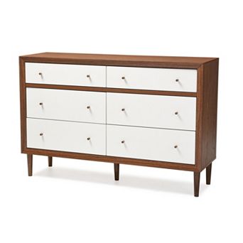 Baxton Studio Harlow Mid-Century Modern Scandinavian 6-drawer Dresser