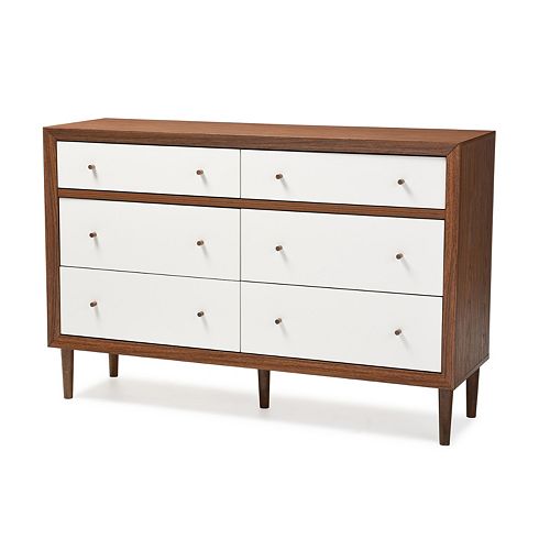 Baxton Studio Harlow Mid Century Modern Scandinavian 6 Drawer