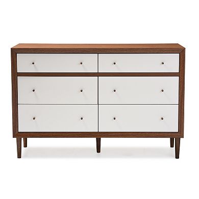 Baxton Studio Harlow Mid-Century Modern Scandinavian 6-drawer Dresser