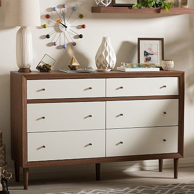 Baxton Studio Harlow Mid-Century Modern Scandinavian 6-drawer Dresser