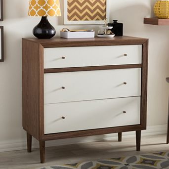 Baxton Studio Harlow Mid-Century Modern Scandinavian 3-drawer Chest