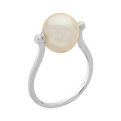 PearLustre by Imperial Sterling Silver Freshwater Cultured Pearl Spin Ring