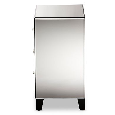 Baxton Studio Mirrored 3-Drawer Nightstand