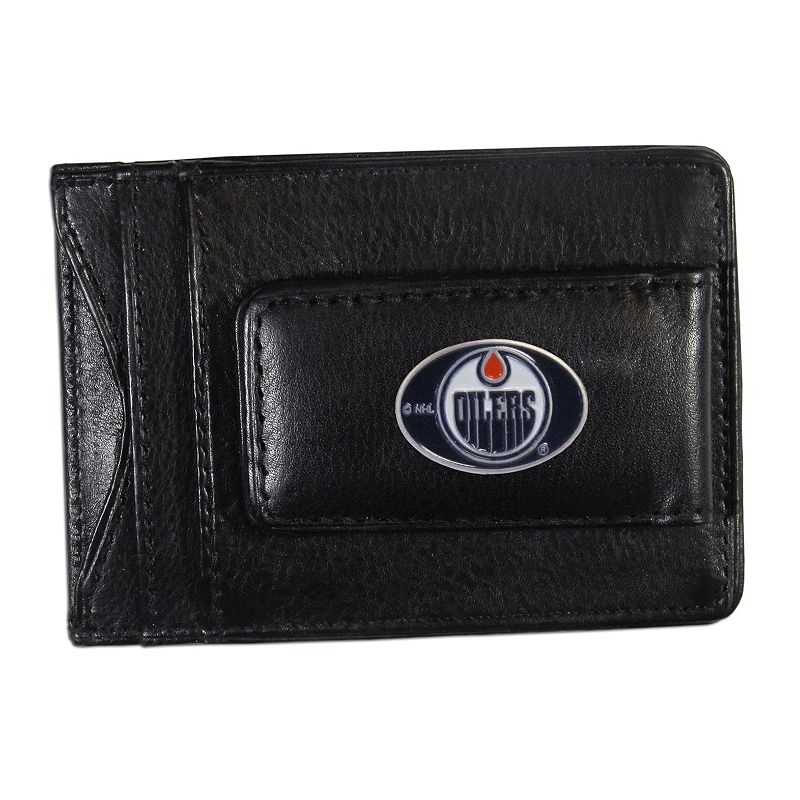 Edmonton Oilers Black Leather Cash & Card Holder, Oil Black