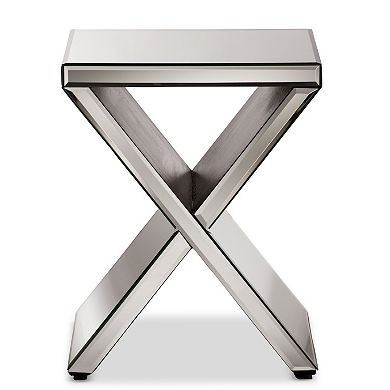 Baxton Studio Morris Mirrored Accent End Table