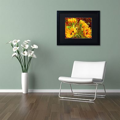 Trademark Fine Art Four Sunflowers Black Framed Wall Art