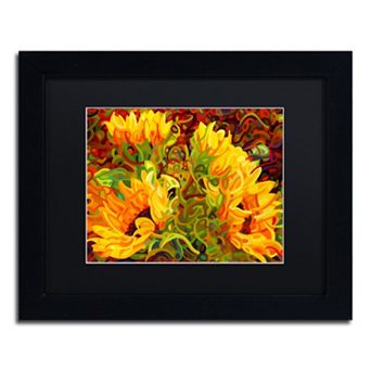 Trademark Fine Art Four Sunflowers Black Framed Wall Art