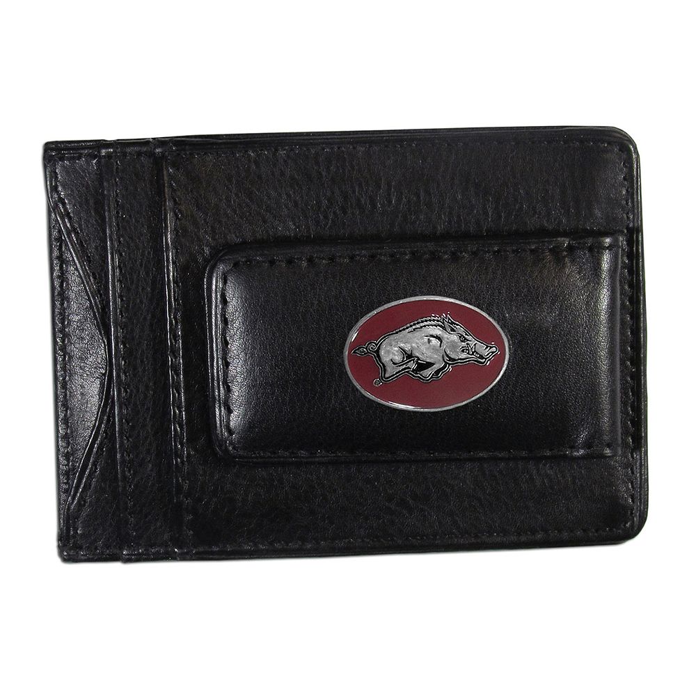 Arkansas Razorbacks Black Leather Cash & Card Holder