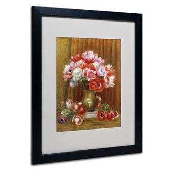 Trademark Fine Art "Anemones 1909" Matted Black Framed Wall Art by Pierre Renoir