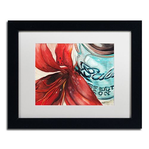 Trademark Fine Art Ball Jar Red Lily Matted Black Framed Wall Art