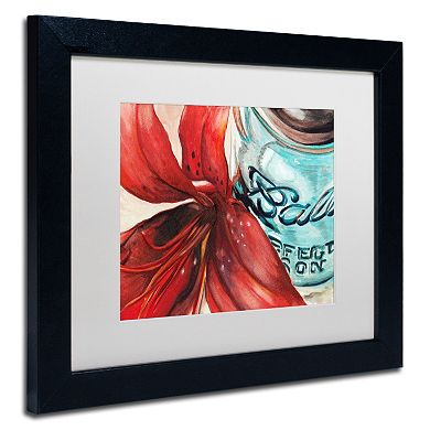 Trademark Fine Art Ball Jar Red Lily Matted Black Framed Wall Art