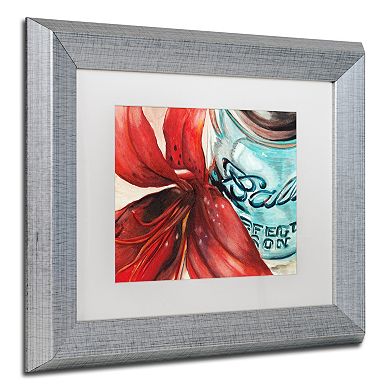 Trademark Fine Art Ball Jar Red Lily Silver Finish Matted Framed Wall Art