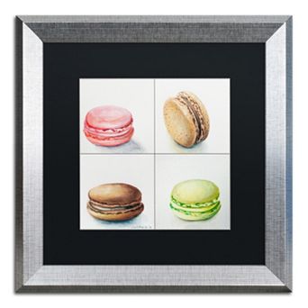 Trademark Fine Art 4 Macarons Silver Finish Matted Framed Wall Art