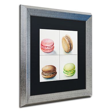 Trademark Fine Art 4 Macarons Silver Finish Matted Framed Wall Art