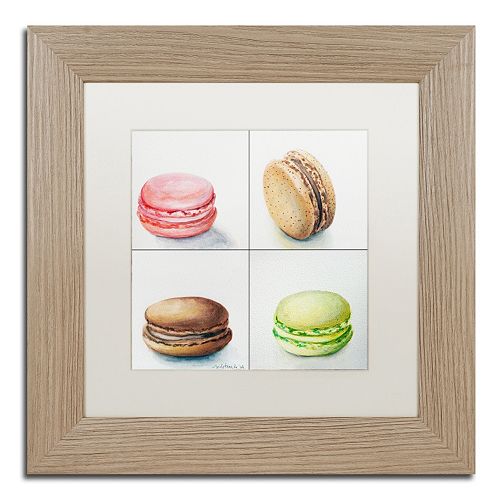 Trademark Fine Art 4 Macarons Birch Finish Matted Framed Wall Art