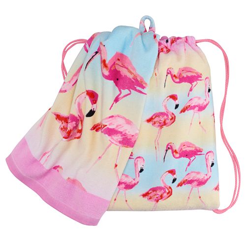 Girls 7 16 Flamingo 2 In 1 Beach Towel Backpack - 