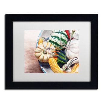 Trademark Fine Art Autumn Gourds Matted Black Framed Wall Art