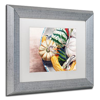 Trademark Fine Art Autumn Gourds Birch Finish Framed Wall Art