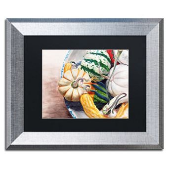 Trademark Fine Art Autumn Gourds Birch Finish Framed Wall Art