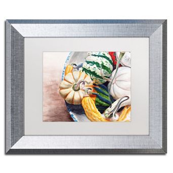 Trademark Fine Art Autumn Gourds Birch Finish Framed Wall Art