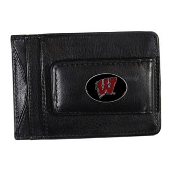 Wisconsin Badgers Black Leather Cash & Card Holder
