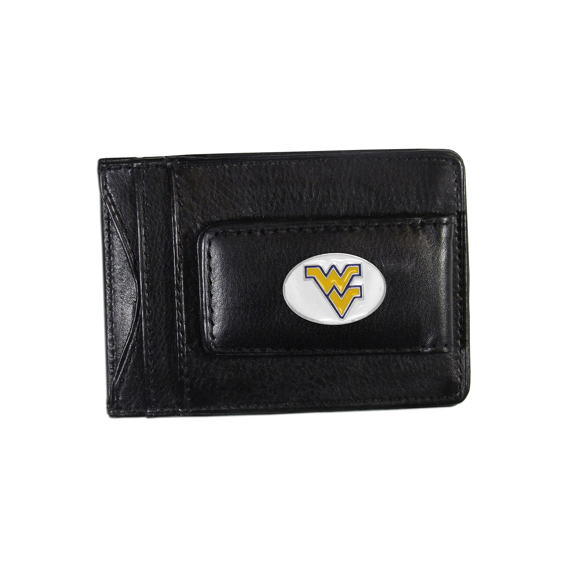 West Virginia Mountaineers Black Leather Cash & Card Holder