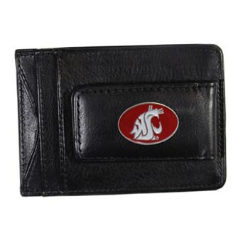 Washington State Cougars Black Leather Cash & Card Holder