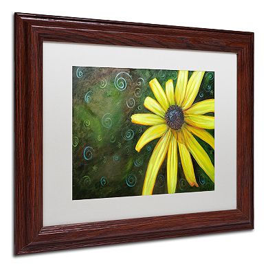 Trademark Fine Art Black Eyed Susan Wood Finish Framed Wall Art