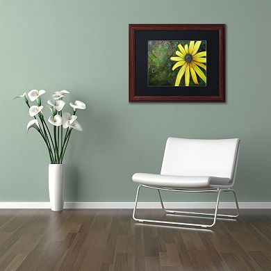 Trademark Fine Art Black Eyed Susan Wood Finish Framed Wall Art