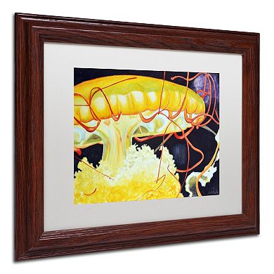 Trademark Fine Art Chattanooga Jelly Fish Wood Finish Framed Wall Art