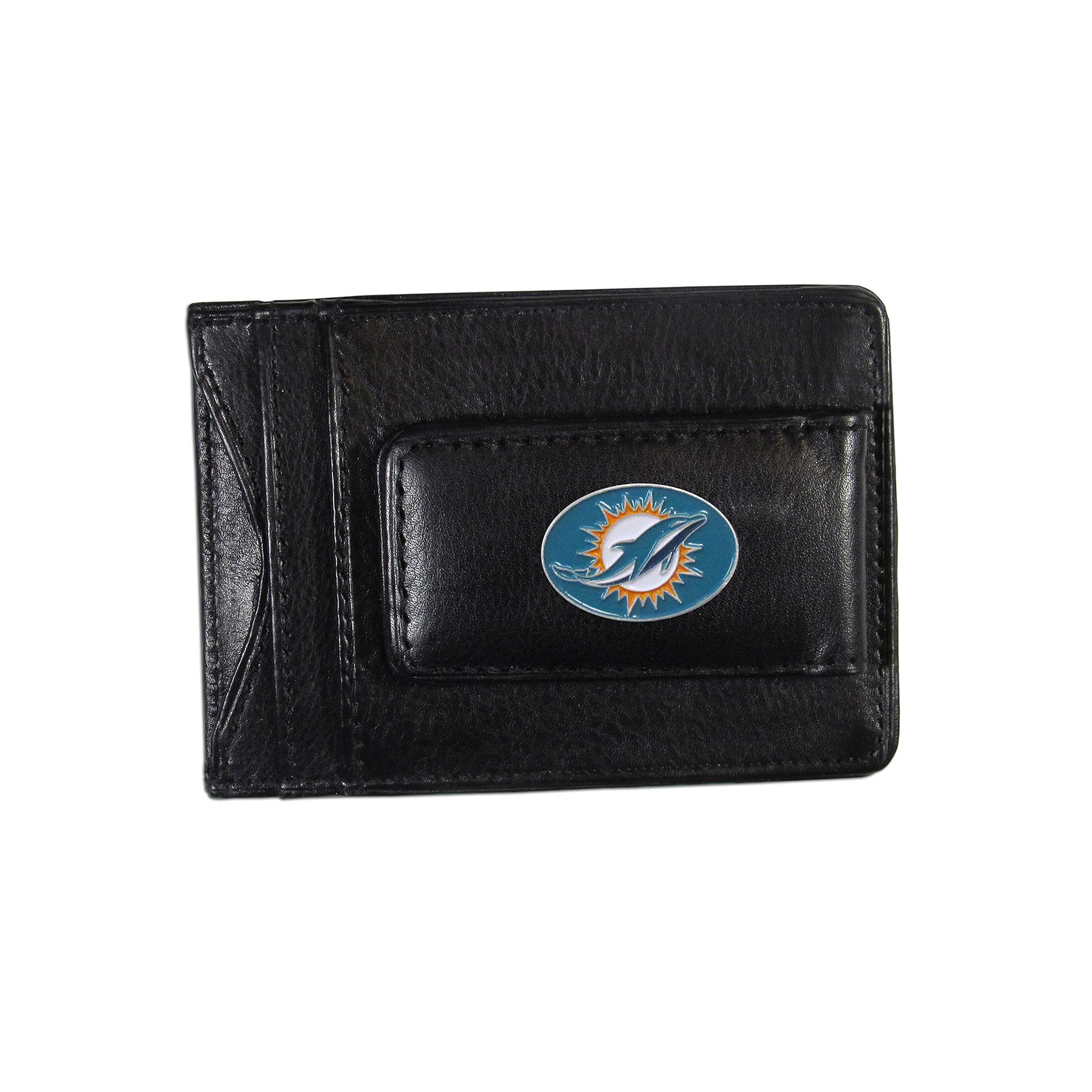 Miami Dolphins Black Leather Cash & Card Holder