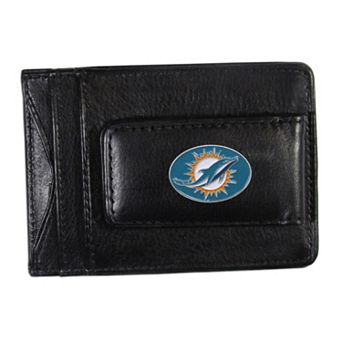 Miami Dolphins Black Leather Cash & Card Holder