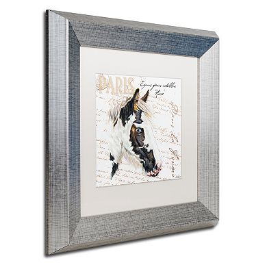 Trademark Fine Art Dans "la Ferme" Horse Silver Finish Framed Wall Art