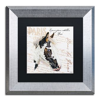 Trademark Fine Art Dans "la Ferme" Horse Silver Finish Framed Wall Art