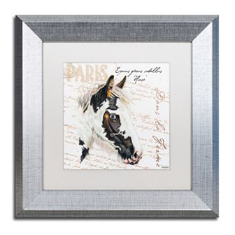 Trademark Fine Art Dans "la Ferme" Horse Silver Finish Framed Wall Art