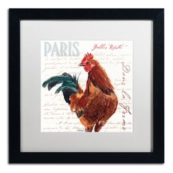 Trademark Fine Art Dans la Ferme Rooster II Black Framed Wall Art